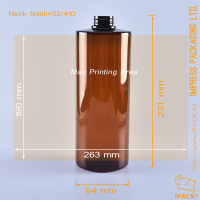 Sealing Type 1000ml Amber Plastic Pump Bottles PET Lotion Bottle Screen Printing